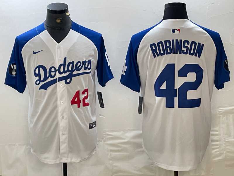 Men's Los Angeles Dodgers #42 Jackie Robinson Number White Blue Fashion Stitched Cool Base Limited Jerseys,We sell and wholesale Men's Los Angeles Dodgers #42 Jackie Robinson Number White Blue Fashion Stitched Cool Base Limited Jerseys on line form chian!